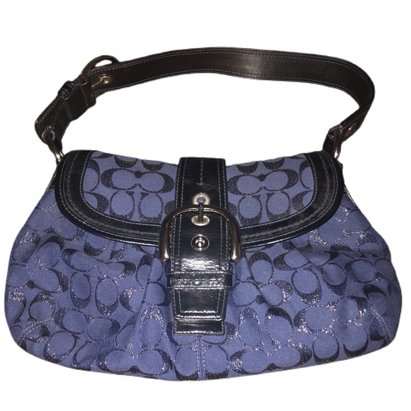 Coach | Bags | Coach F646 Signature C Blue Jacquard Black Trim